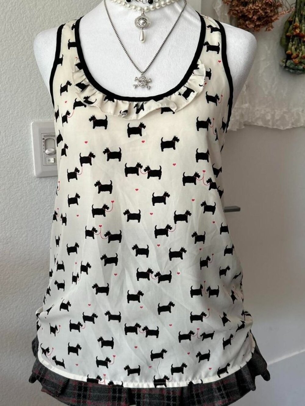 Y2K Candie's Black and Cream Semi Sheer Tank Top